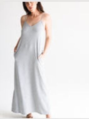 CJ's Favorite Ribbed Spaghetti Dress in Heather Gray